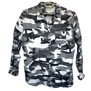Overdrive Clothing Men's 2XL Camo Shirt Long Sleeve Button-Up Cotton Epaulettes